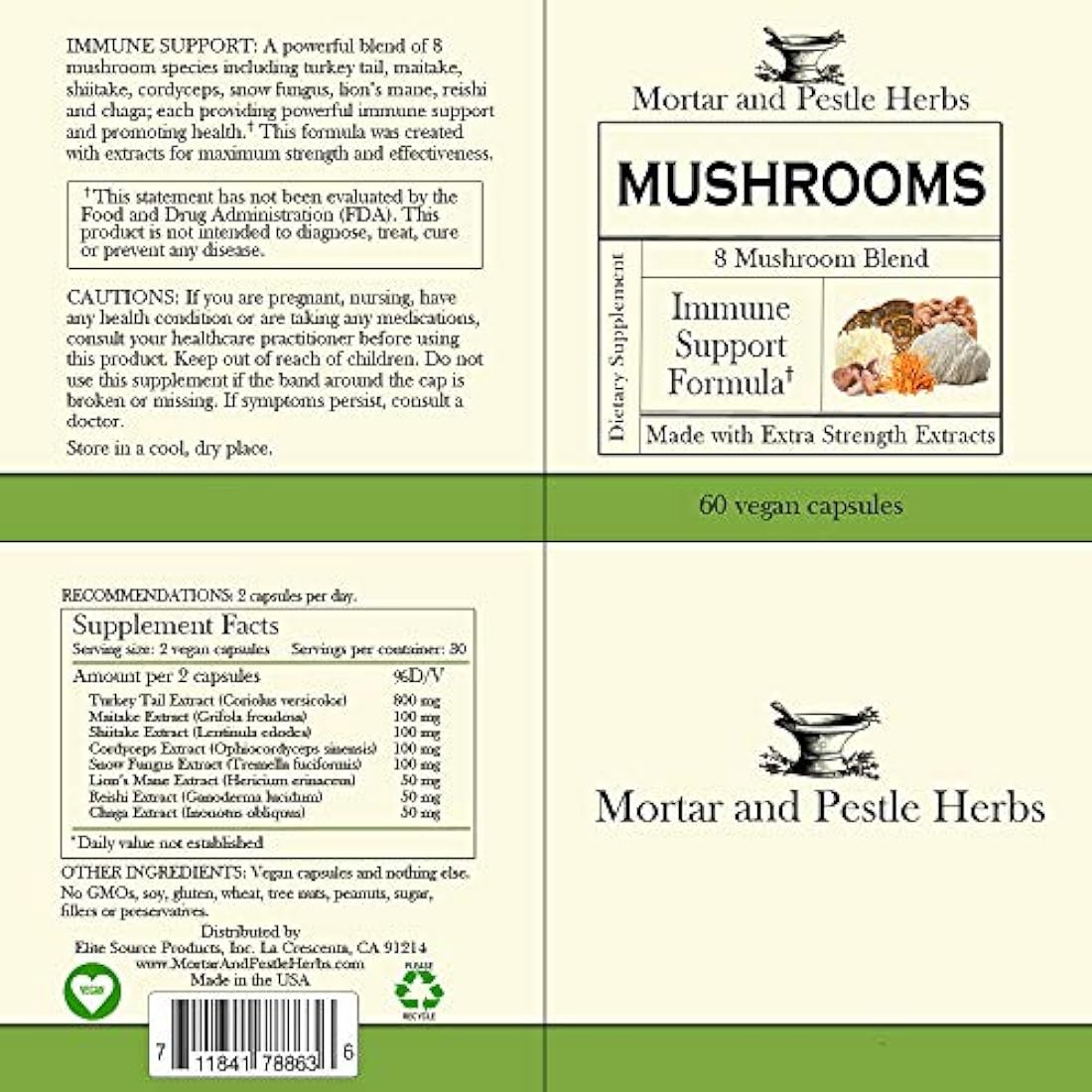 Cápsulas de hongos para hierbas mortero y pestle