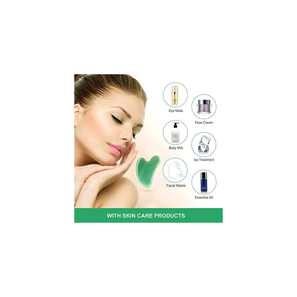 Cuidado Facia tabla de guasha de piedra de jade verde