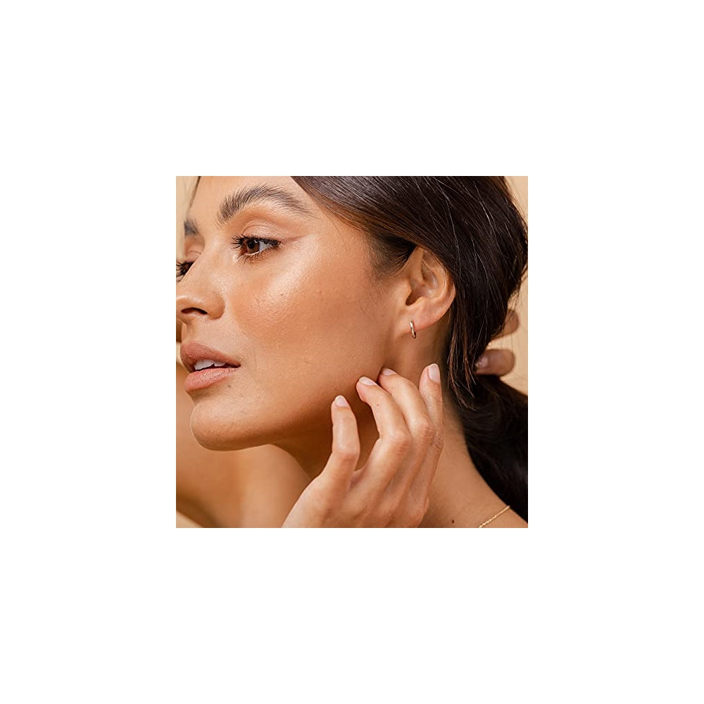 Aretes de aro chapados en oro de 14 quilates para mujer