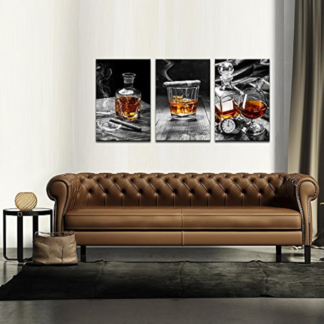 Lienzo decorativo para pared, diseño de whisky de cigarro