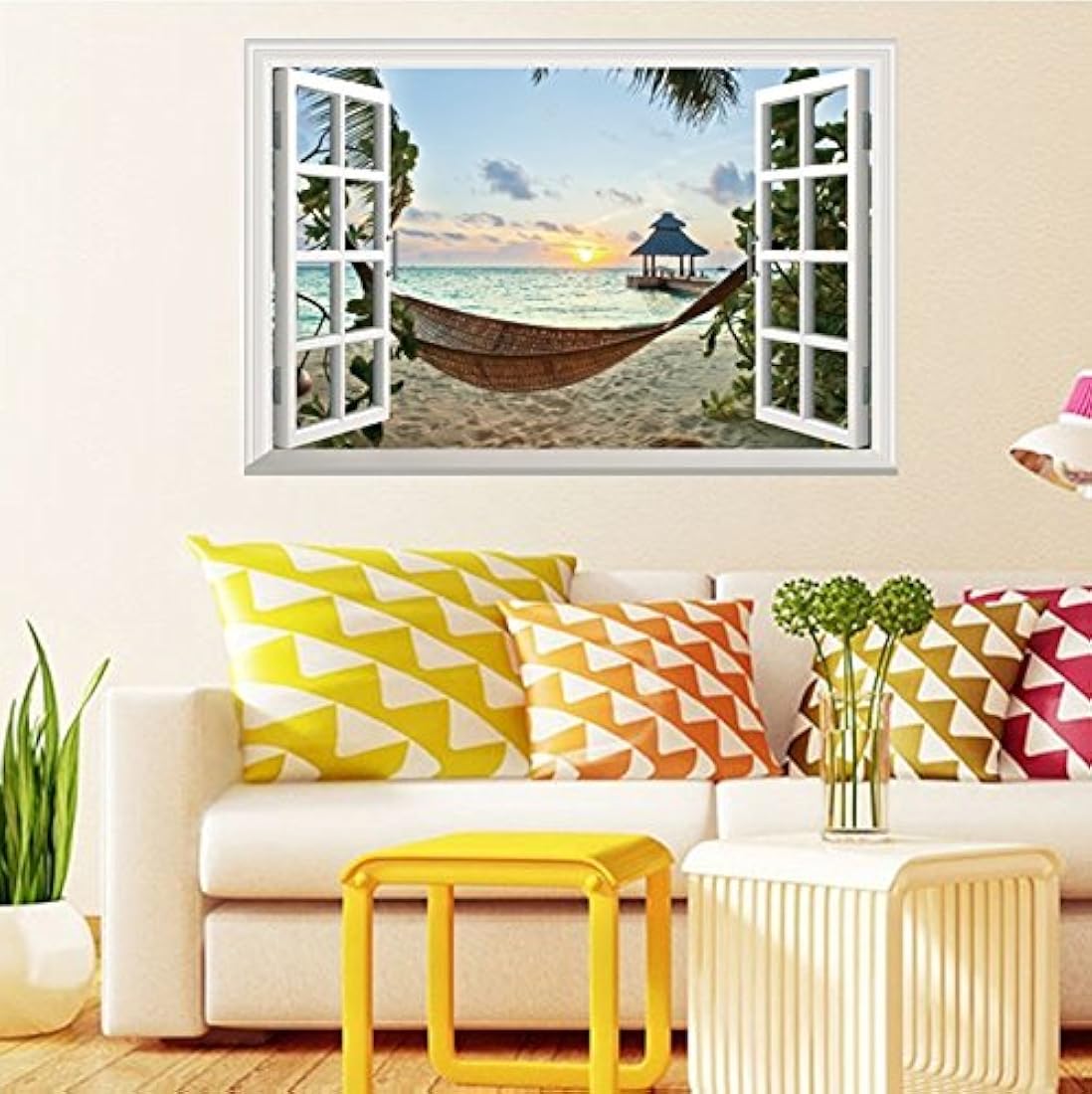 Adhesivo decorativo para pared, diseño de ventana