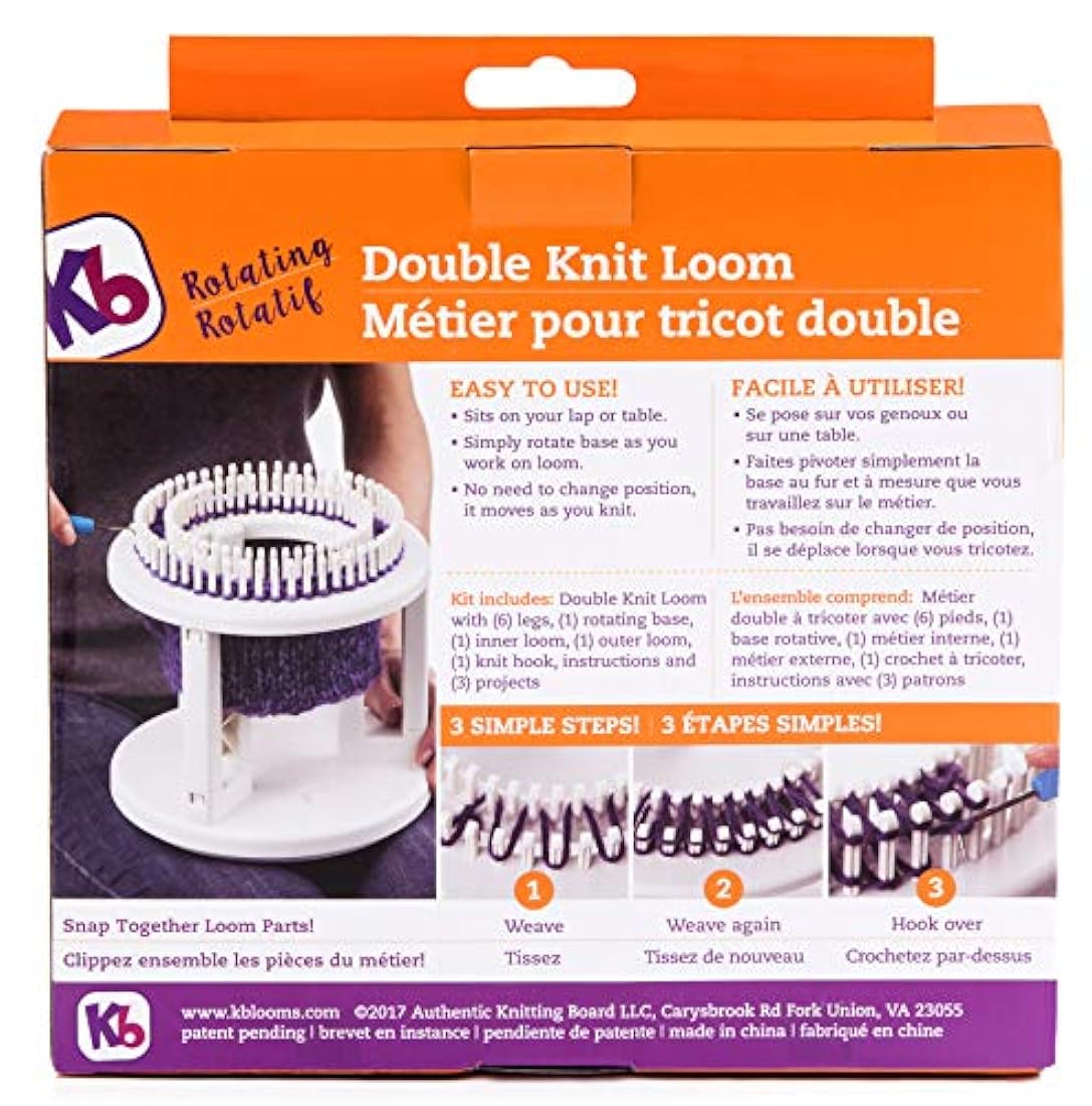 Telar doble Authentic Knitting Board, giratorio y blanco