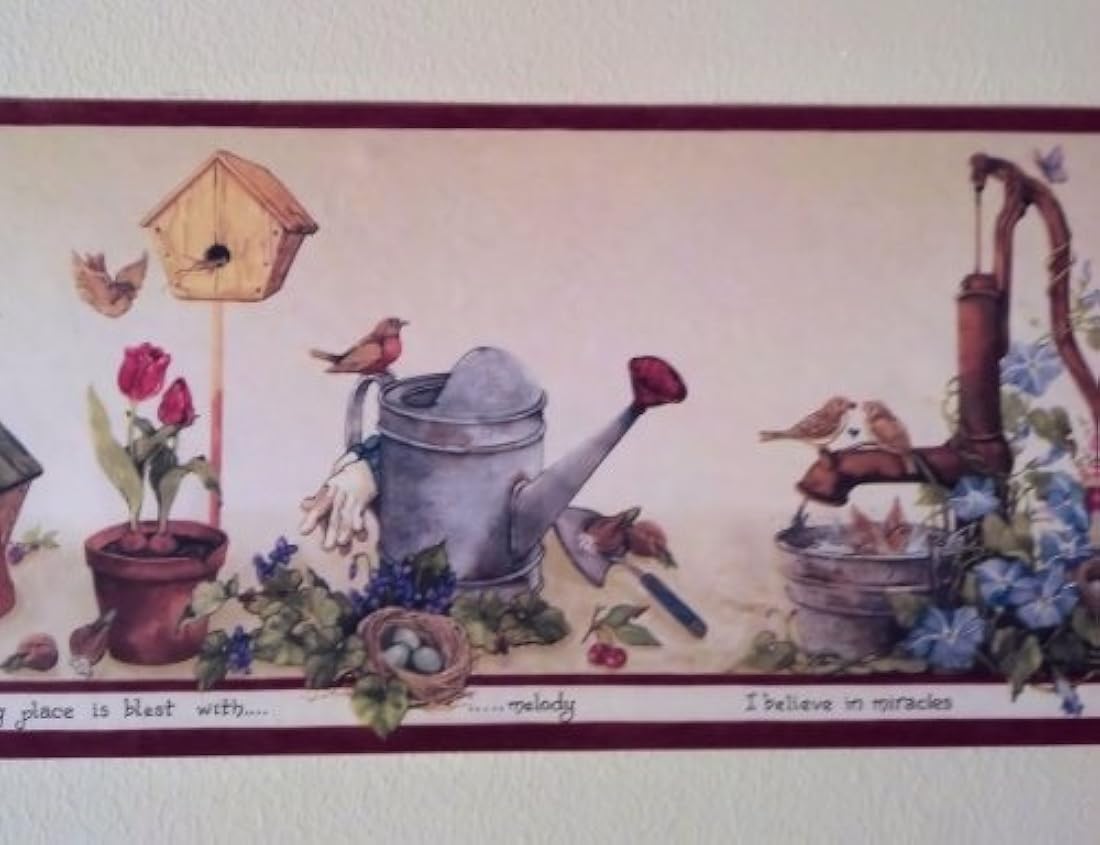 Cenefa pre-pegada decorativa para pared diseño jardín(7)