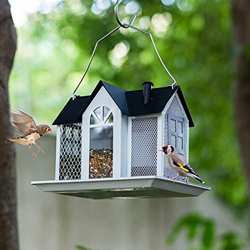 Comedero de pájaros para exteriores de malla metálica