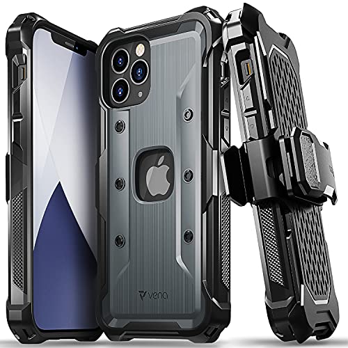 Vena vArmor - Funda resistente compatible con Apple iPhone 12 Pro Max (6.7 pulgadas, protección contra caídas de grado militar) resistente funda con clip para cinturón con soporte, color gris espacial