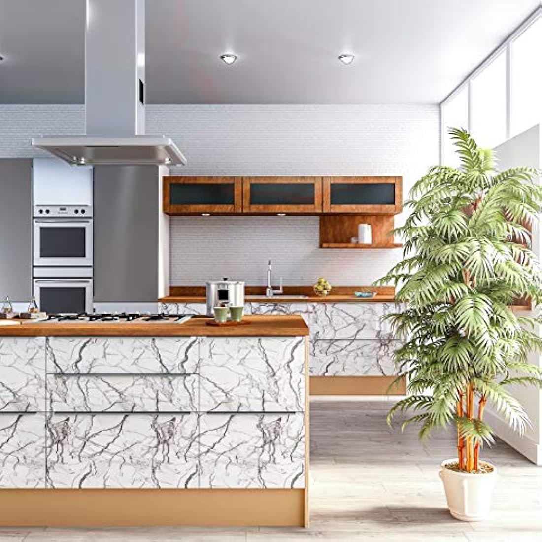 Papel de contacto de mármol blanco gris para encimeras