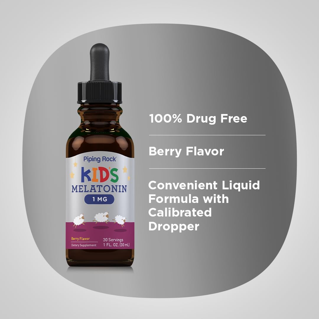 Melatonina Líquida para Niños Piping Rock 1mg, 3 Botellas