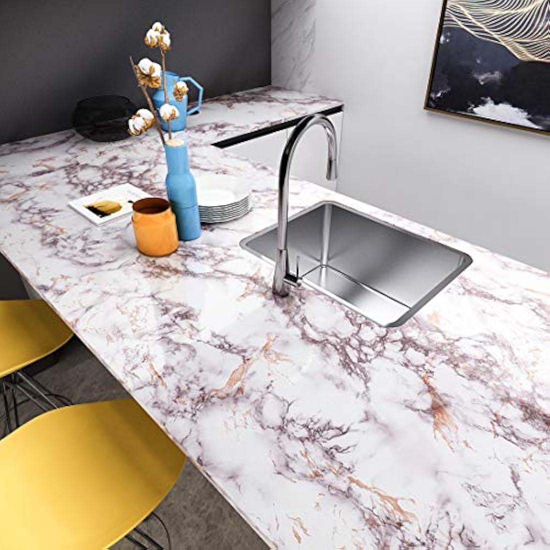Papel de contacto de mármol Livelynine Encimeras de pelar