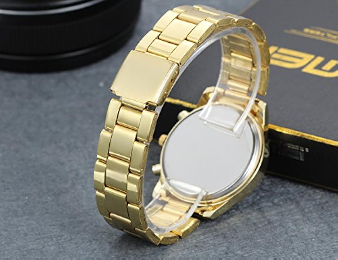 Reloj de pulsera para hombre y mujer, acero inoxidable