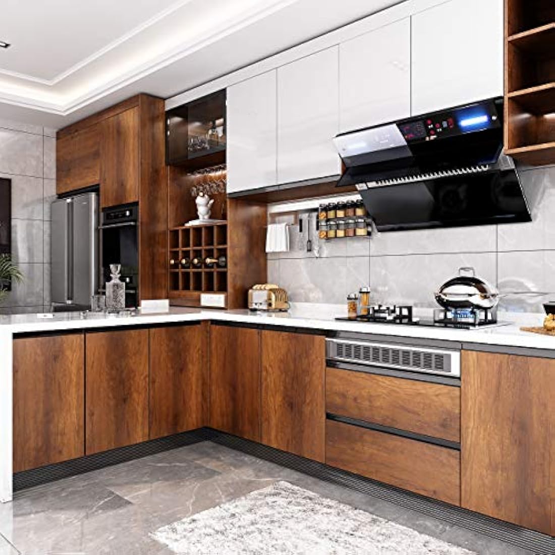 Papel de contacto de madera gabinete de cocina, papel tapiz