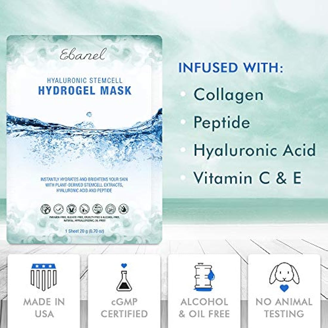 Paquete de 10 mascarillas de colágeno de hidrogel para cara