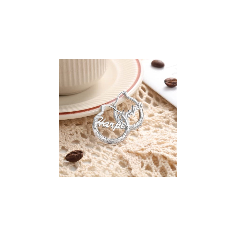 Aretes de aro de bambú personalizados para mujeres