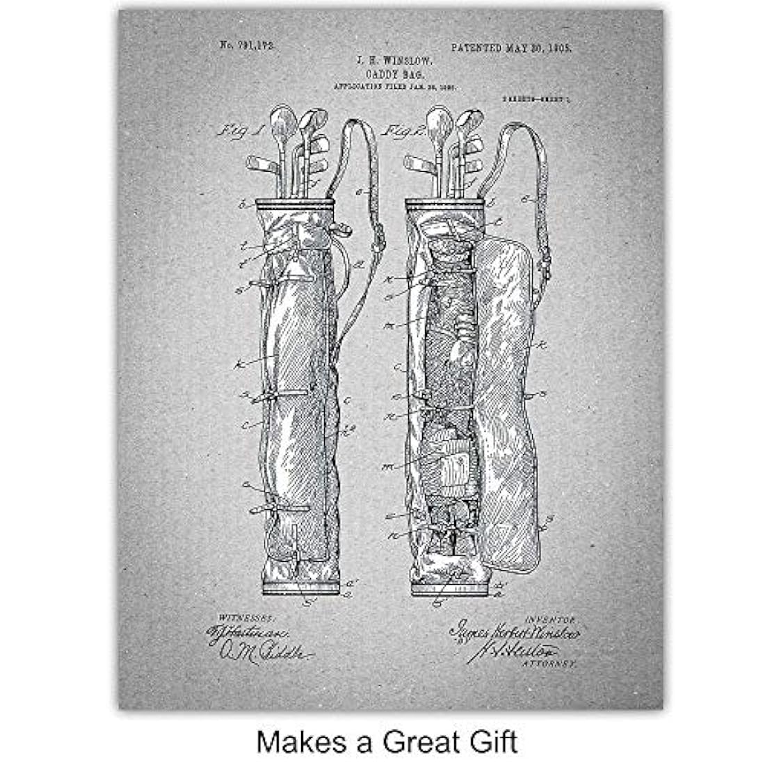 Juego de impresión de arte de pared de patente de golf