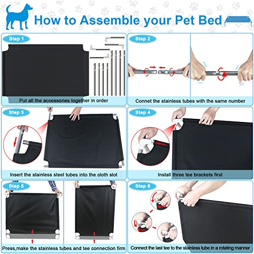 Cama elevada para perros – Cama elevada para mascotas Tensorsine refrescante, cama elevada para mascotas, 33 x 26 x 7 pulgadas de largo, antideslizante, duradera, para perros medianos y pequeños, uso en interiores y exteriores (negro)