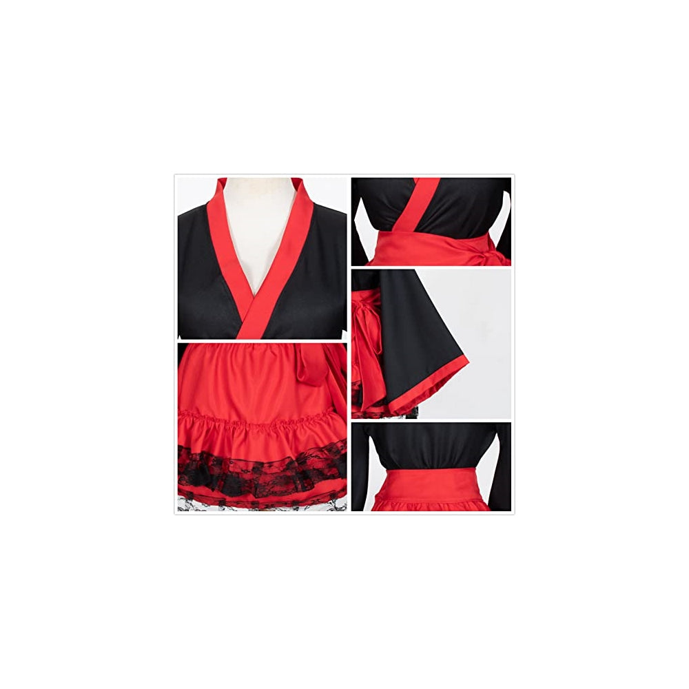 Disfraz de zorro de anime japonés rojo y blanco talla XS