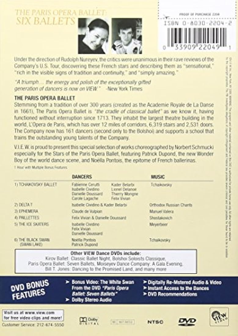 dvd EL BALLET DE LA ÓPERA DE PARÍS: Seis Ballets