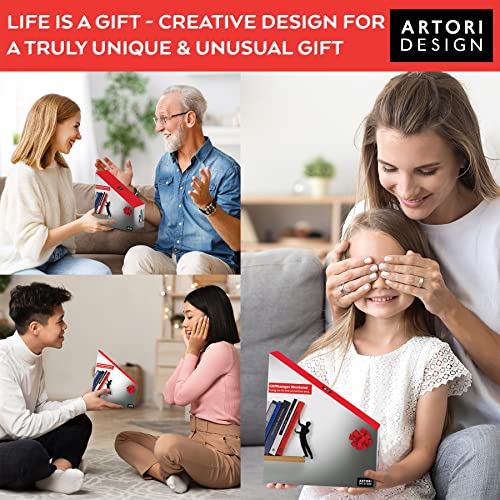 Sujetalibros decorativos de metal únicos, extremos ocultos caprichosos para una exhibición de libros genial, bonita decoración del hogar e idea de regalo moderna para estantes, escritorio o mesa (colgador)