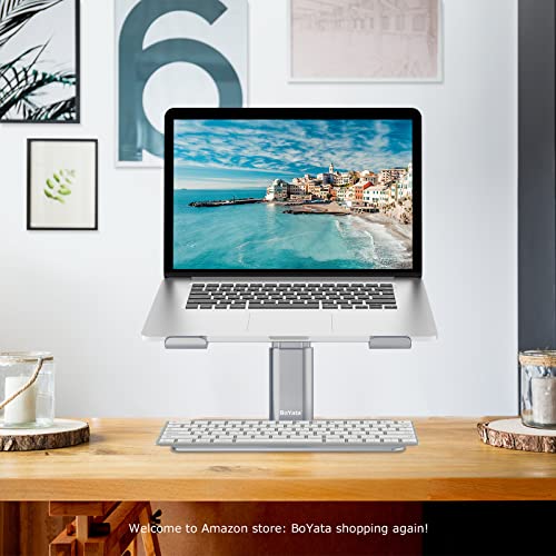BoYata - Soporte ergonómico de aluminio ajustable en altura, soporte para computadora portátil para escritorio, compatible con MacBook Pro/Air, Dell, Lenovo, HP, Samsung, más portátiles de 11 a 17 pulgadas