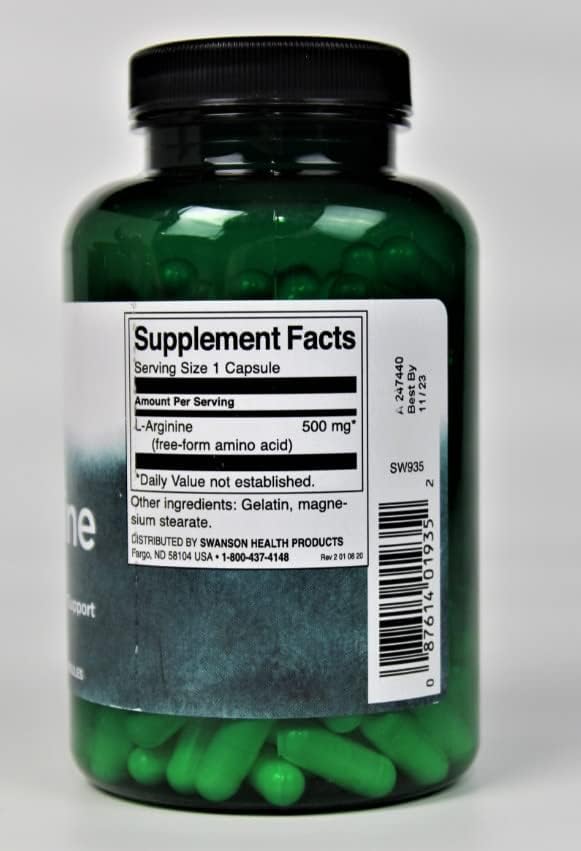 Suplemento Swanson Aminoácido L-Arginina 500 Miligramos 200u