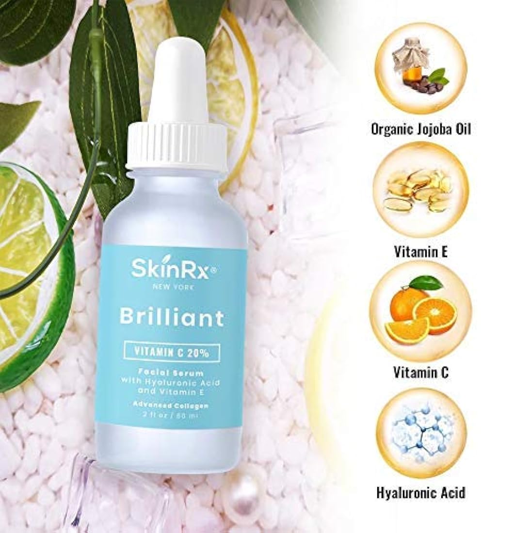 Sérum facial de vitamina C brillante con ácido hialurónico