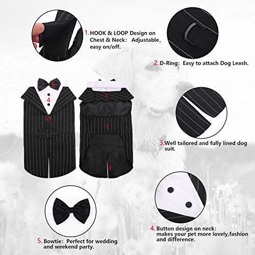 DISFRAZ estilo esmoquin Dog Tuxedo Dog Suit and Bandana Set, Dogs Tuxedo Wedding Party Suit, Dog Prince Wedding Bow Tie Shirt Formal Dog Weeding Attire for Large and Medium Dogs Golden Retriever Samo Bulldogs