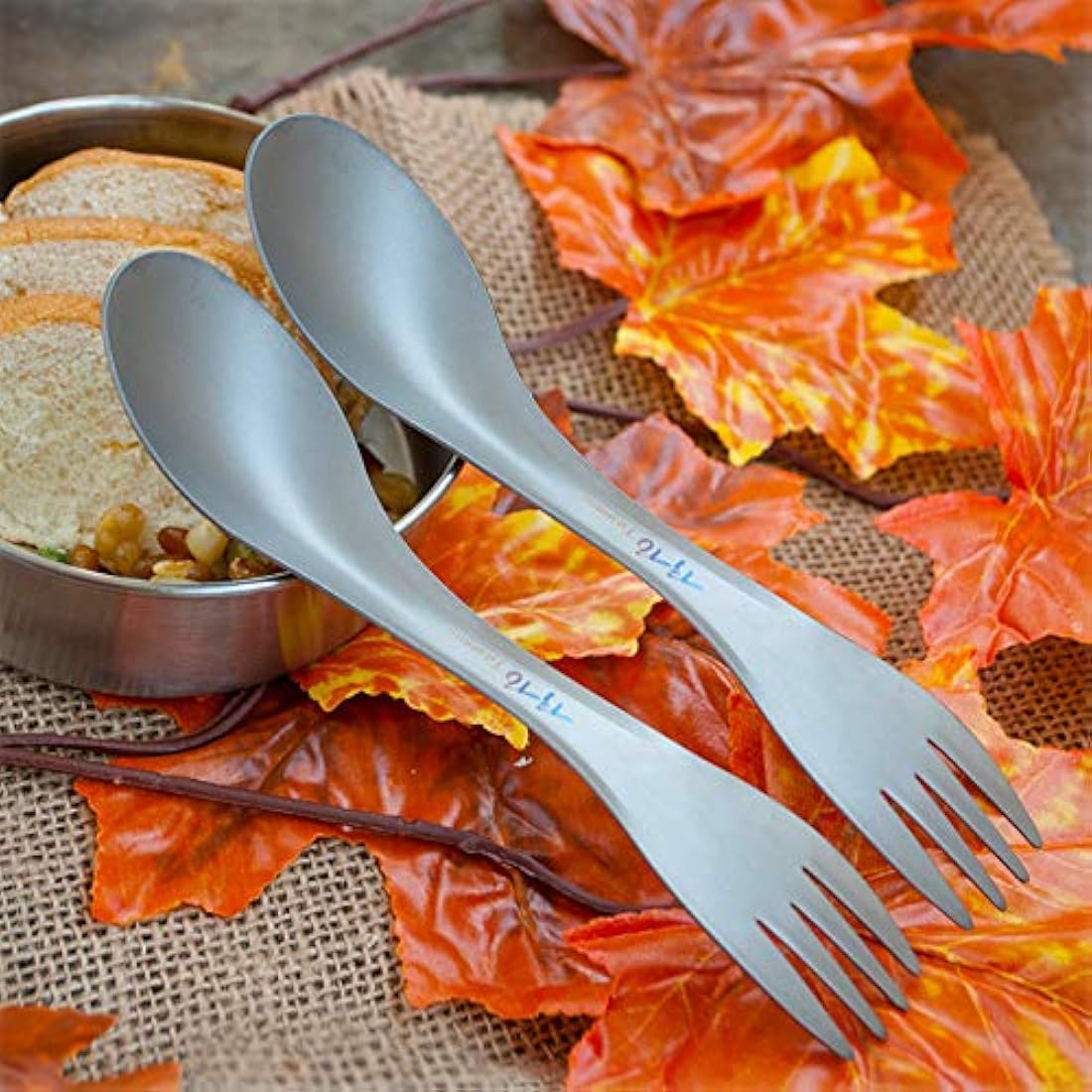 Cuchara de titanio para acampada al aire libre