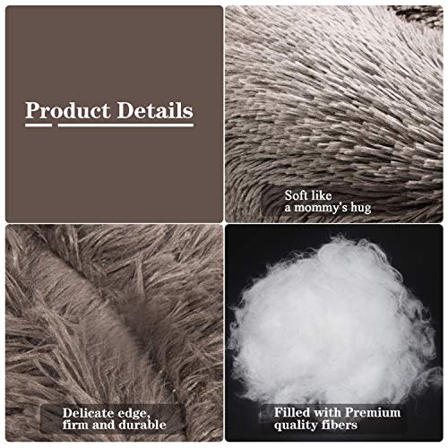 Cama calmante para perros de piel sintética, Marrón MFOX