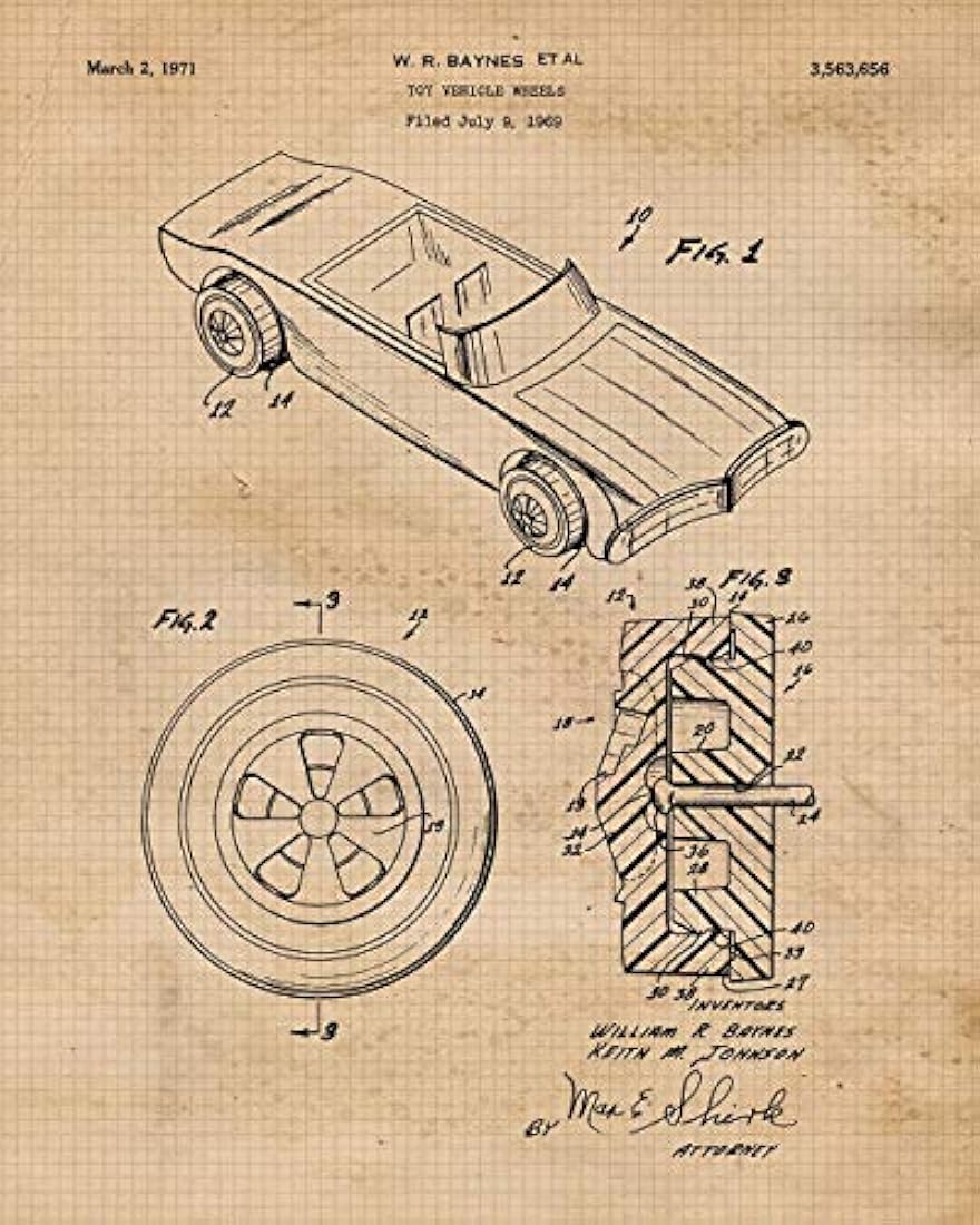 Impresiones de carteles vintage de Hot Wheels, juego de 4