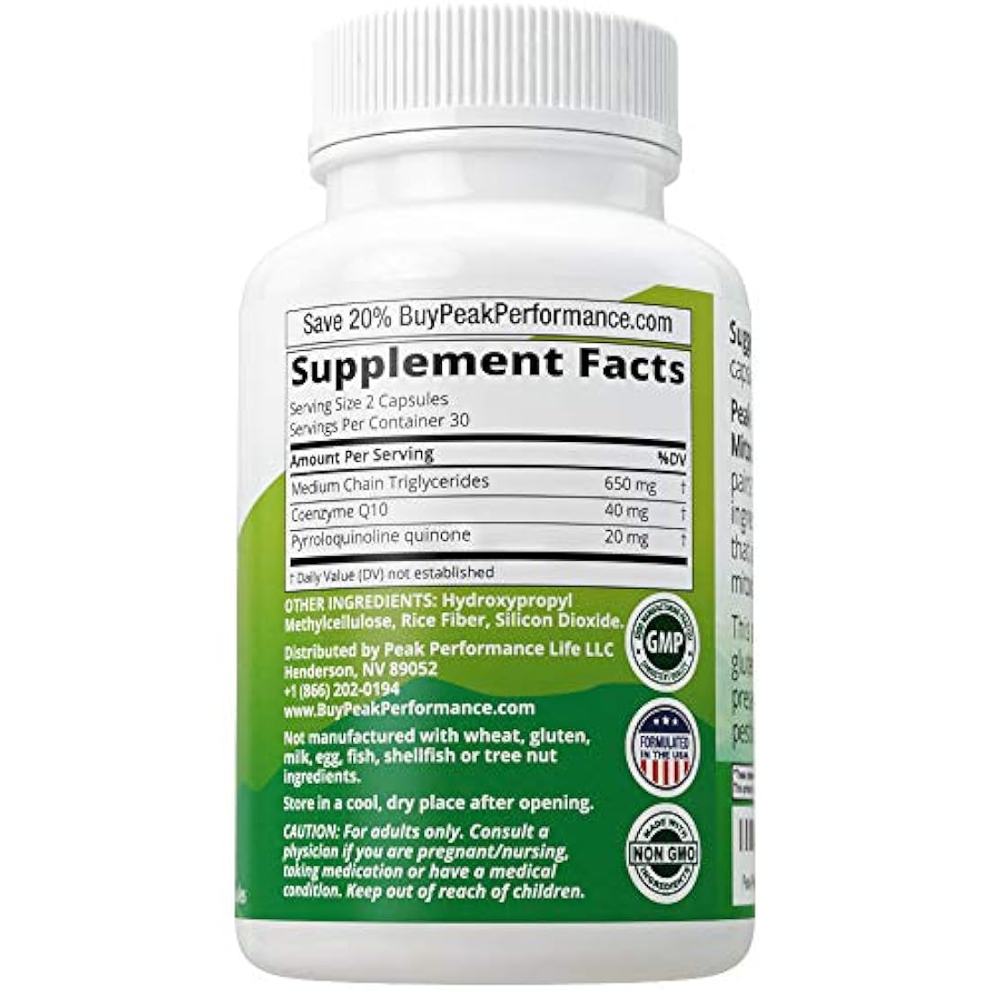 suplemento de soporte mitocondrial con aceite MCT