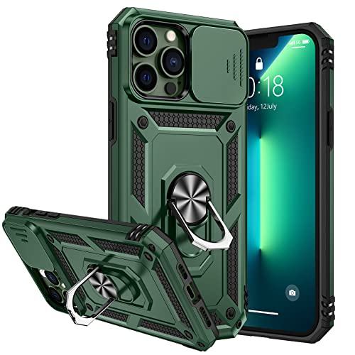 Funda para iPhone 13 Pro Max con soporte para cámara deslizante y soporte de grado militar resistente con soporte magnético para iPhone 13 Pro Max 6.7