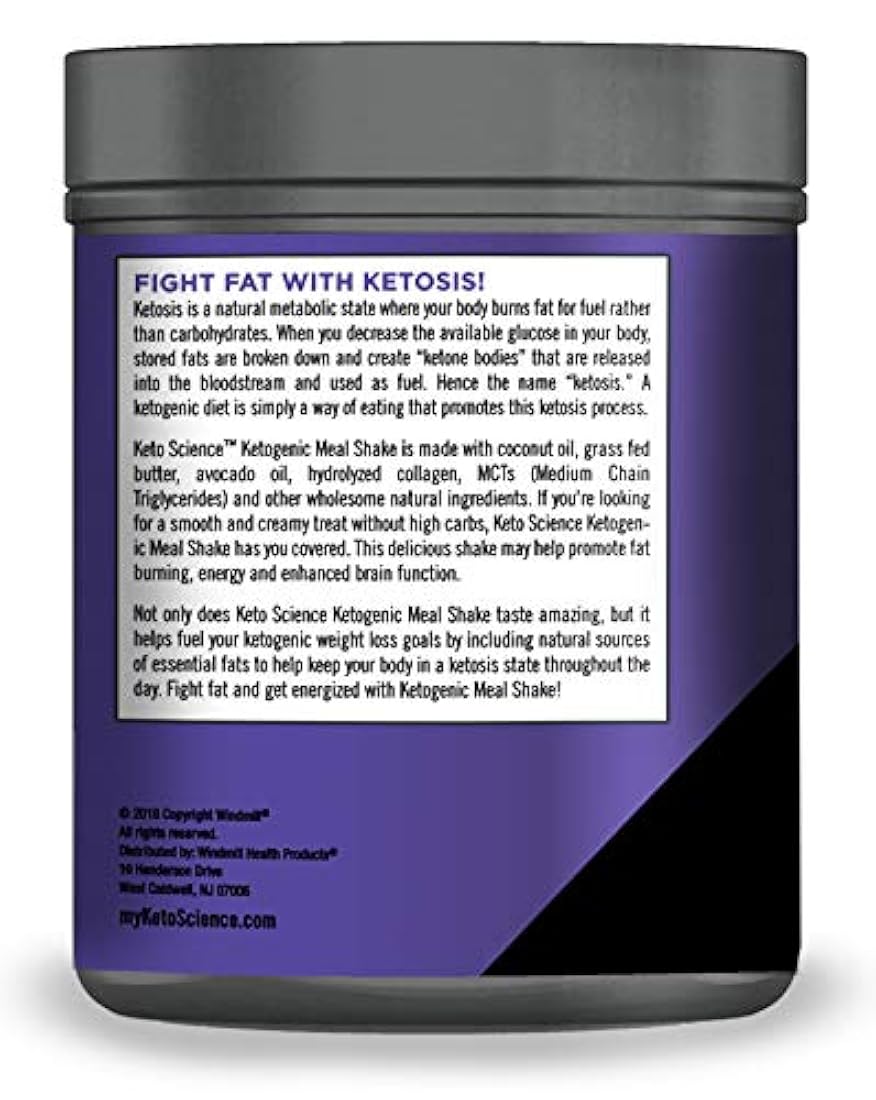 Suplemento dietético de vainilla y batido cetogénico