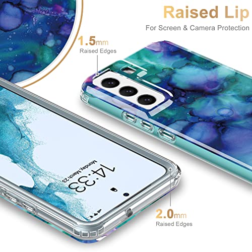ESDOT Funda para Samsung Galaxy S22 Plus, grado militar, prueba de caída de 21 pies, resistente con diseños de moda para mujeres y niñas, funda protectora para Galaxy S22+ Plus 6.6 pulgadas, estampado mármol ópalo y morado