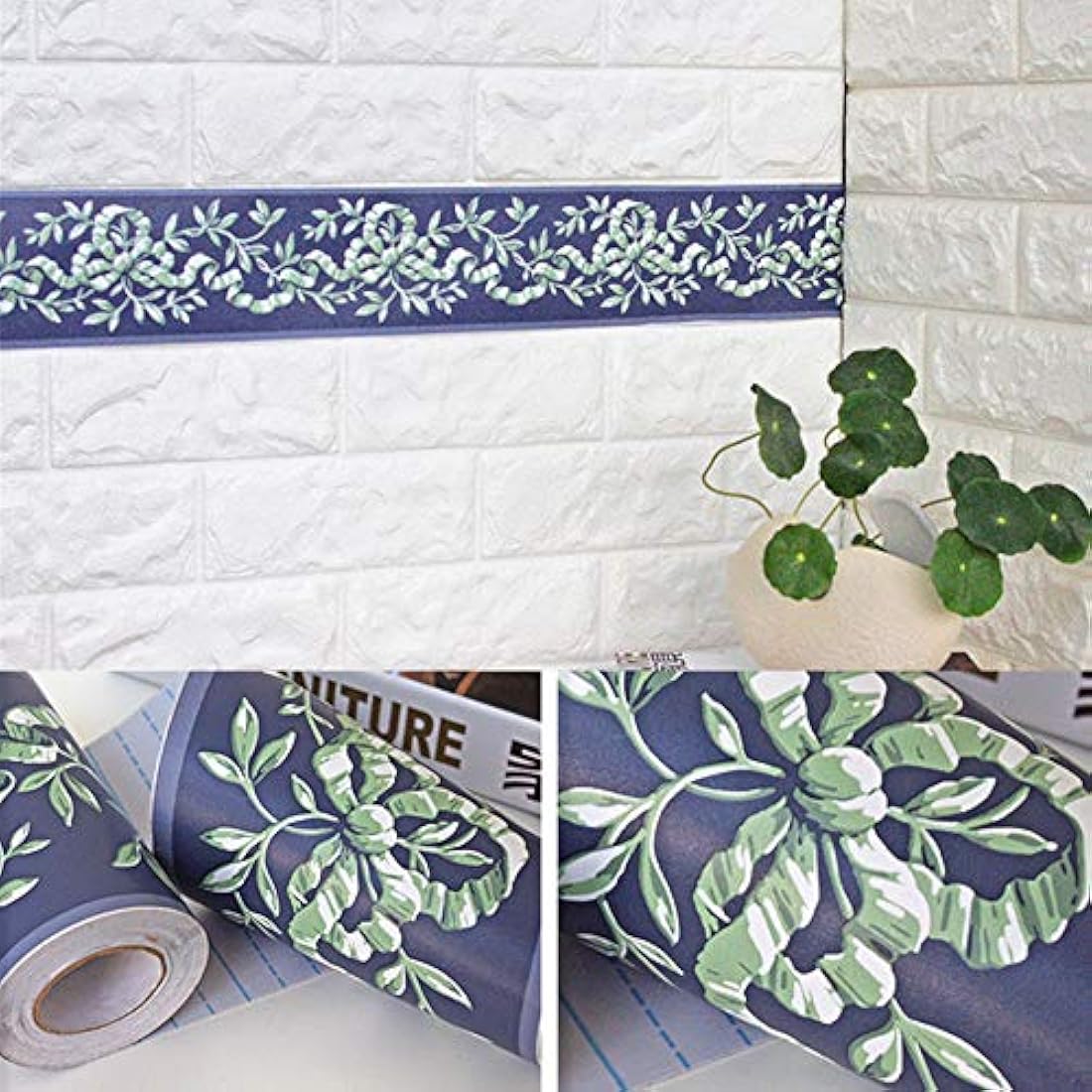 Papel pintado con diseño 390 x 5 x 5 pulgadas color azul