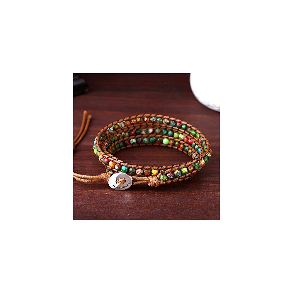 Pulseras y tobilleras de jaspe imperial hechas a mano