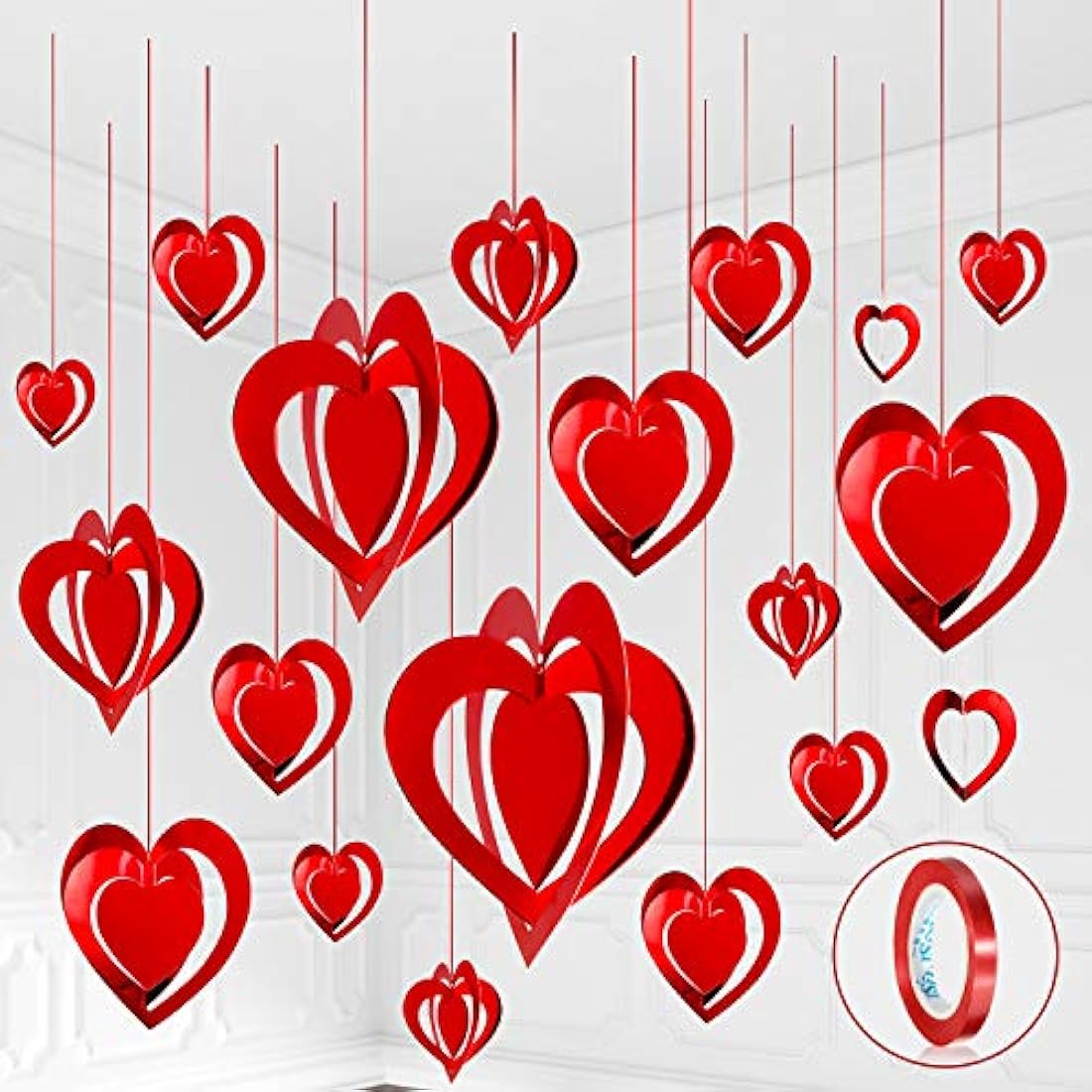 32 piezas de decoración de corazón para colgar