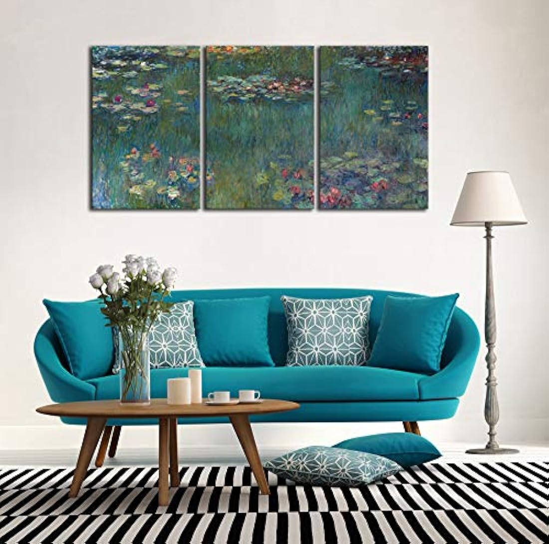 Wieco Art - Lienzo con diseño de lirios de agua, al óleo