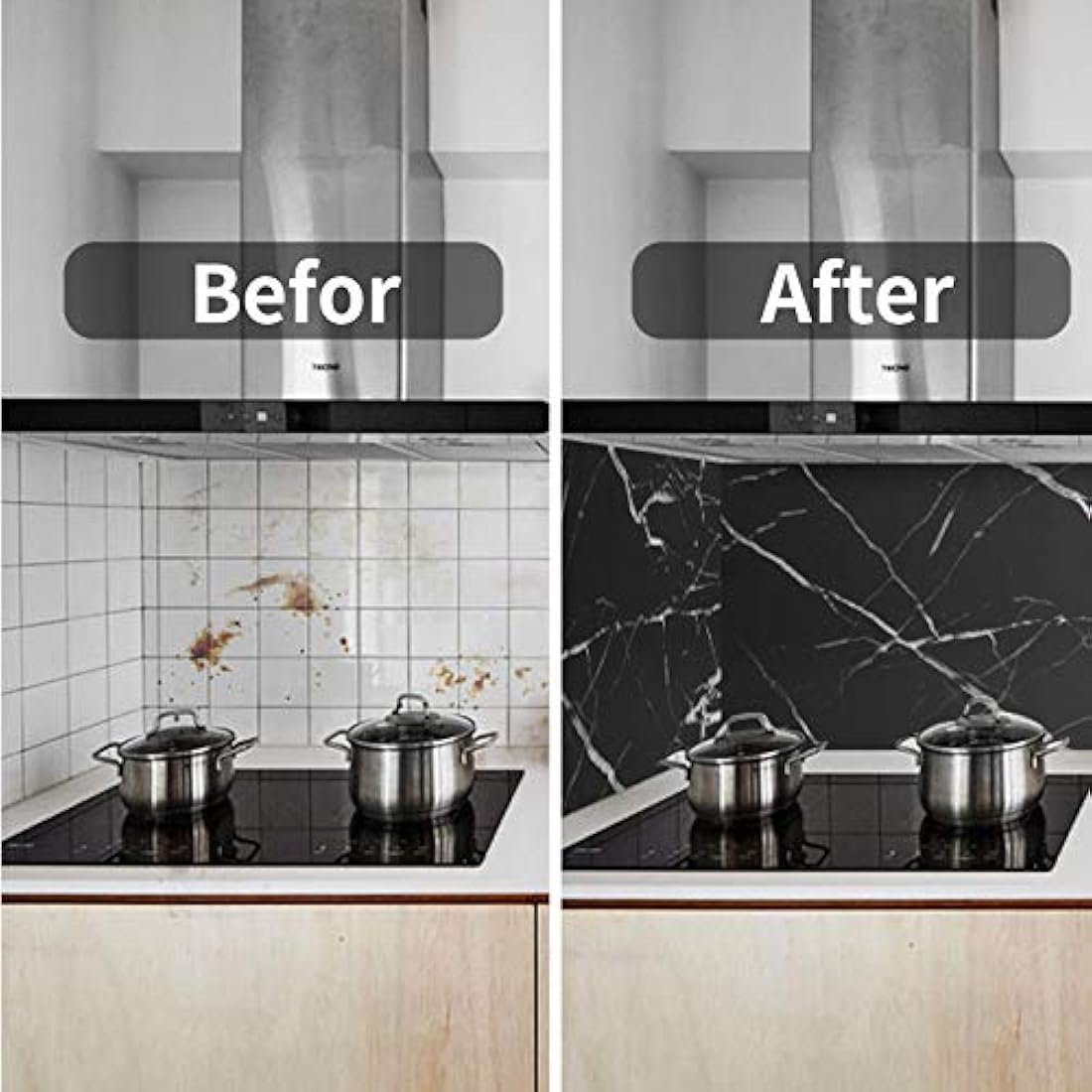 Papel de contacto de mármol negro cocina encimeras