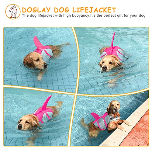 Doglay - Chaleco salvavidas ajustable para perro, con asa de agarre para rescate, para perros pequeños, medianos o grandes
