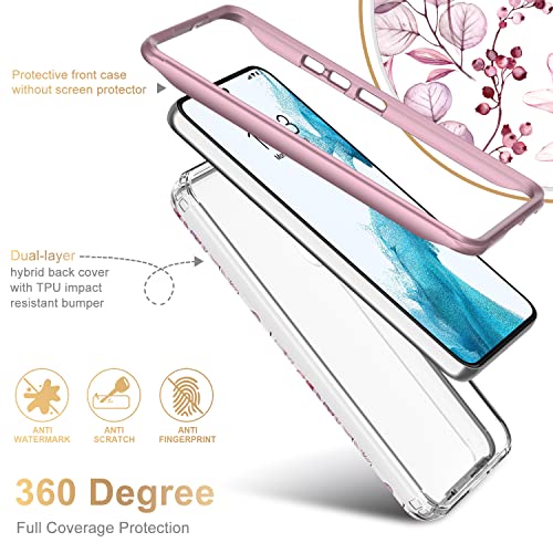 ESDOT Funda para Samsung Galaxy S22, grado militar, prueba de caídas de 21 pies, funda resistente con diseños de moda para mujeres y niñas, funda protectora para Galaxy S22 de 6.1 pulgadas, flores rosa claro