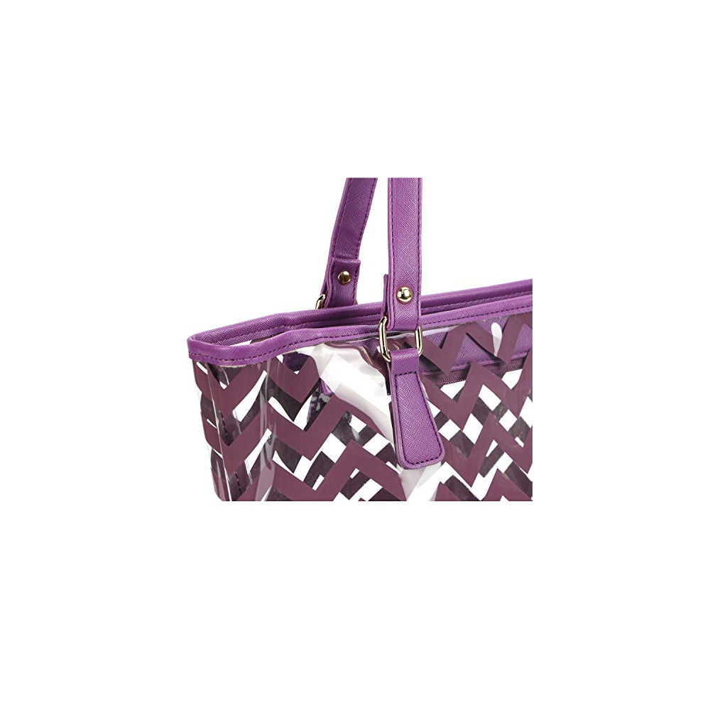Bolso transparente con diseño de rayas y bolsillo interior