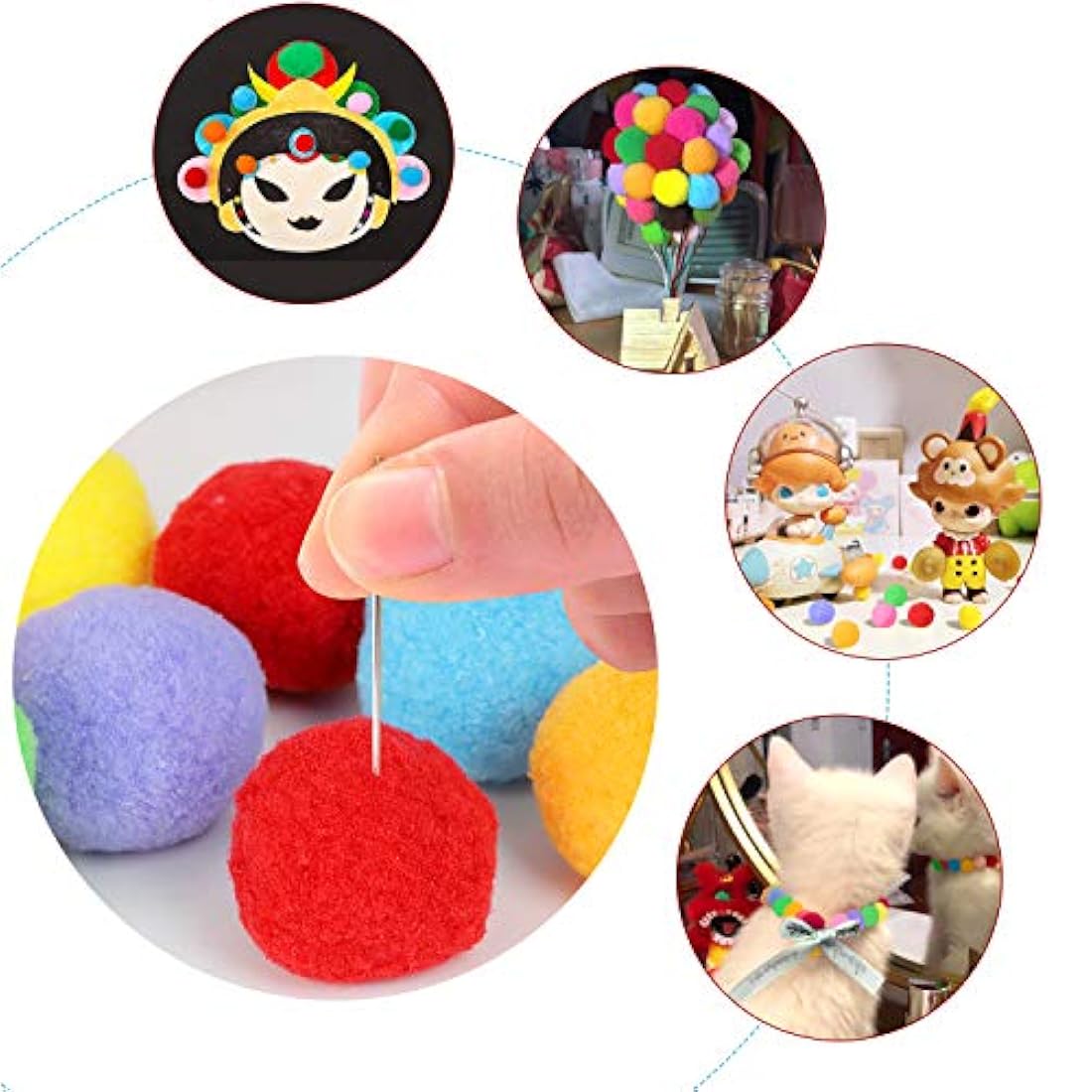 Pompones surtidos muy grandes para manualidades, decoración