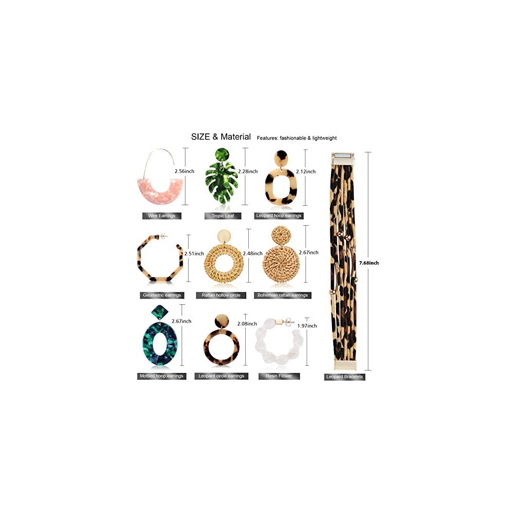 Aretes de acrílico para mujeres y niñas 9 pares