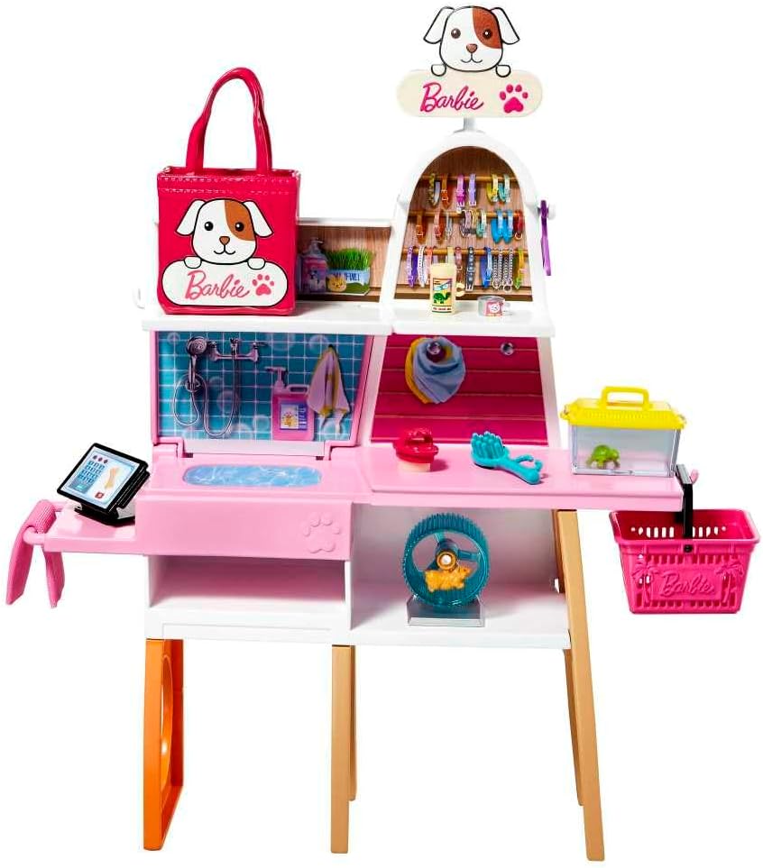 Barbie Doll y Set de Juegos con 4 Mascotas y Características de Cambio