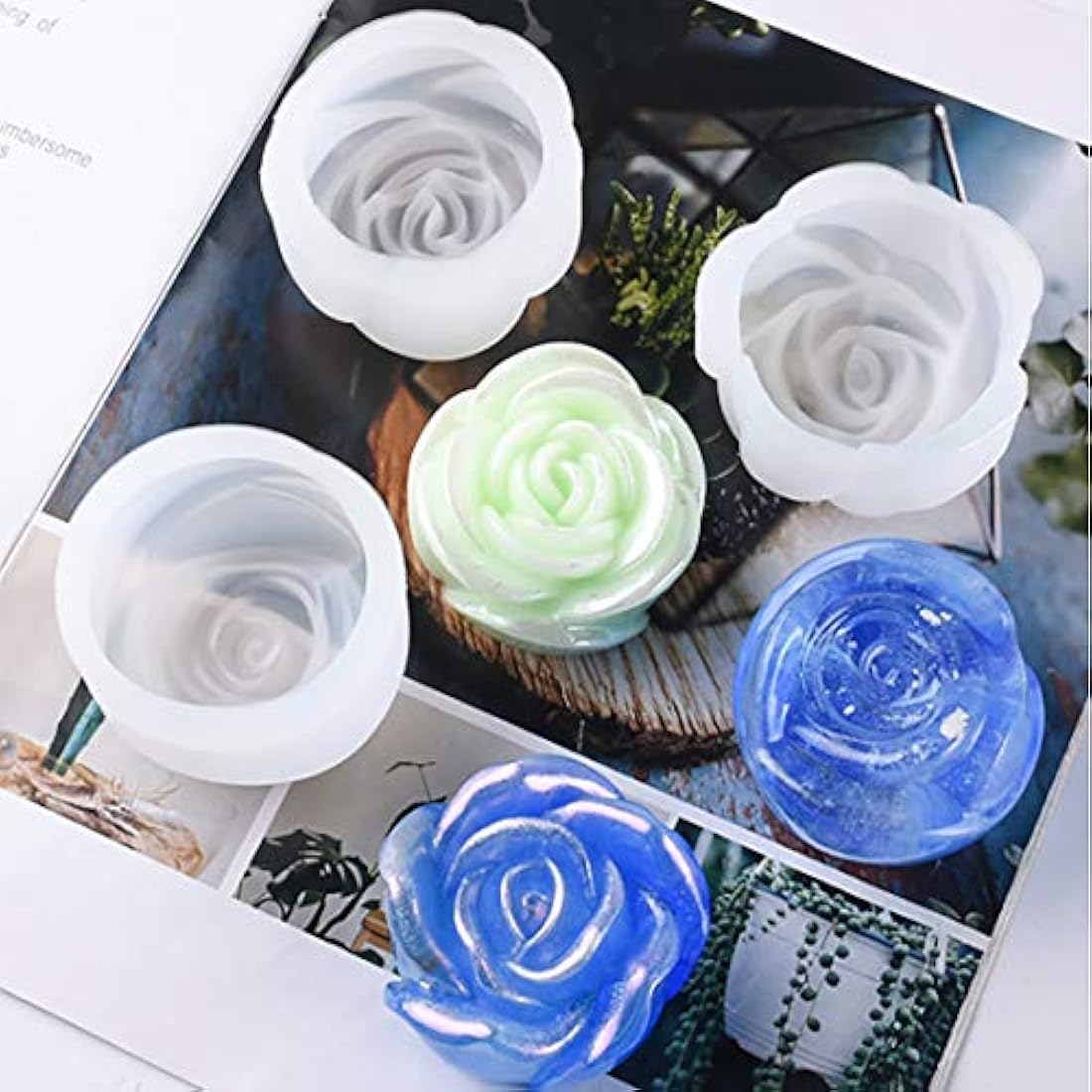 FineInno 4 moldes de silicona de resina para collar, collar, pendientes, manualidades