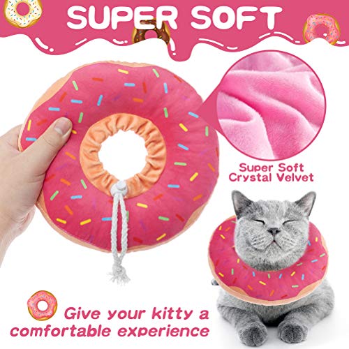 BINGPET Lindo collar de recuperación de donas para gatos y cachorros, suave y ajustable, protector de cuello en E para mascotas después de la cirugía, apto para gatitos, perros pequeños