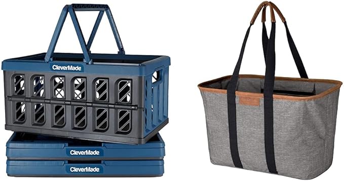 Cestas Plegables CleverMade Eco 24L y 30L Utilitarias 3-Pack