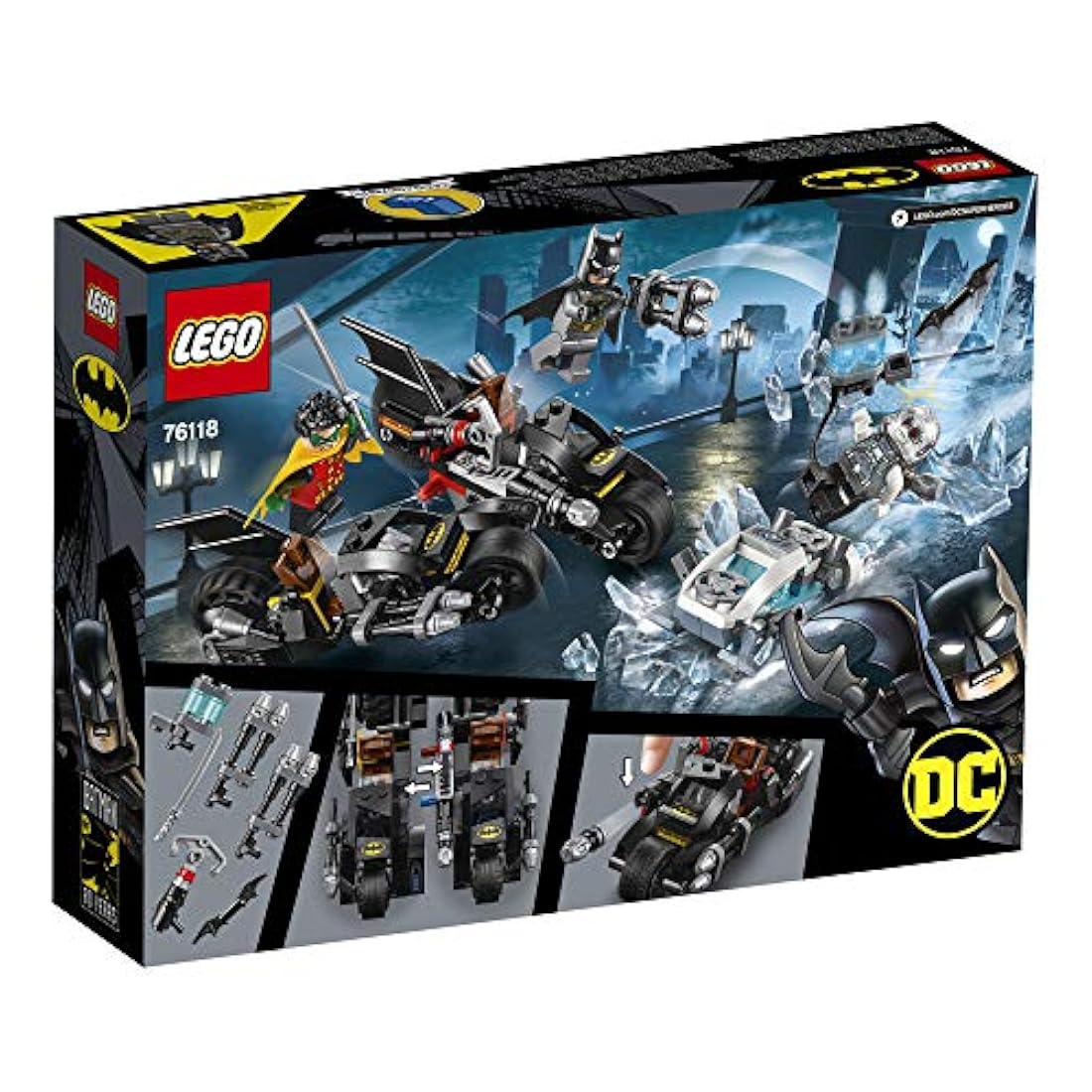 LEGO DC Batman Mr. Freeze Batcycle Batalla 76118 Kit de cons