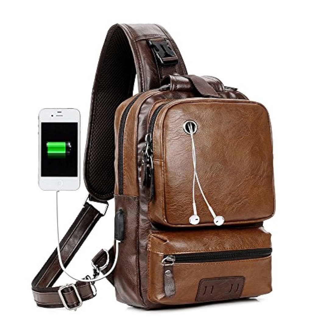 Bolso bandolero de piel para hombre color marrón. SDIYABOLO