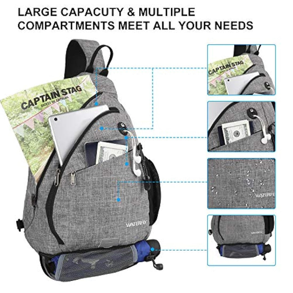 Bolso bandolero unisex de lona color gris y negro. WATERFLY