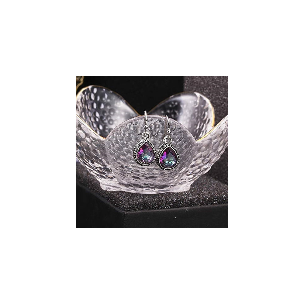 Aretes colgantes de gota de cristal de lágrima para mujeres